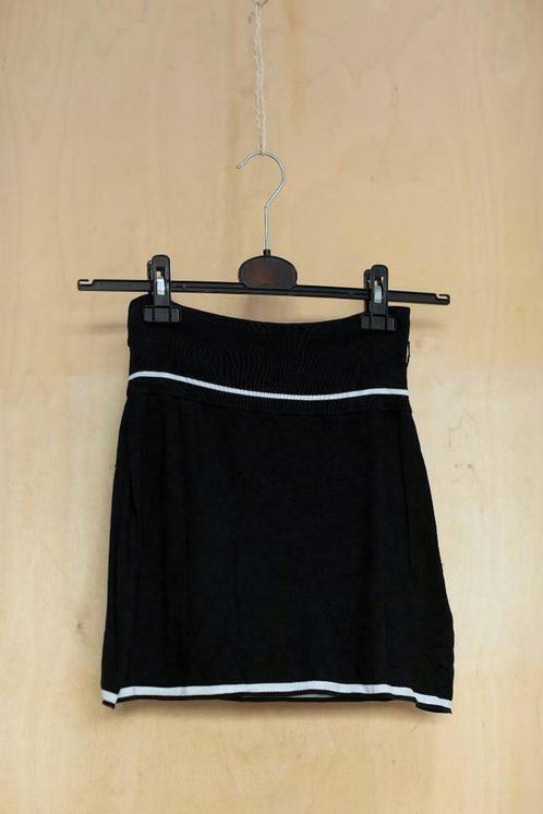 Vanilia kort zwart zijden katoen rokje witte streepjes S 36, Kleding | Dames, Rokken, Zo goed als nieuw, Maat 36 (S), Zwart, Boven de knie