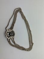 X224 Prachtige antieke zilveren ketting granaat, Sieraden, Tassen en Uiterlijk, Antieke sieraden, Ophalen of Verzenden, Zilver