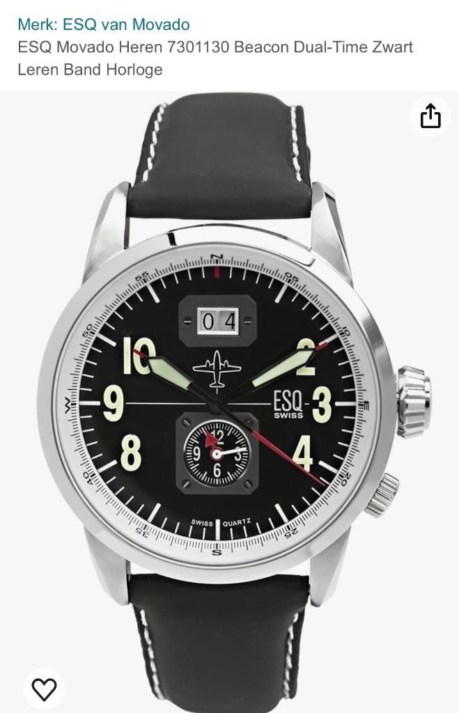 ESQ Movado horloge, Sieraden, Tassen en Uiterlijk, Horloges | Heren, Nieuw, Polshorloge, Overige merken, Staal, Leer, Ophalen