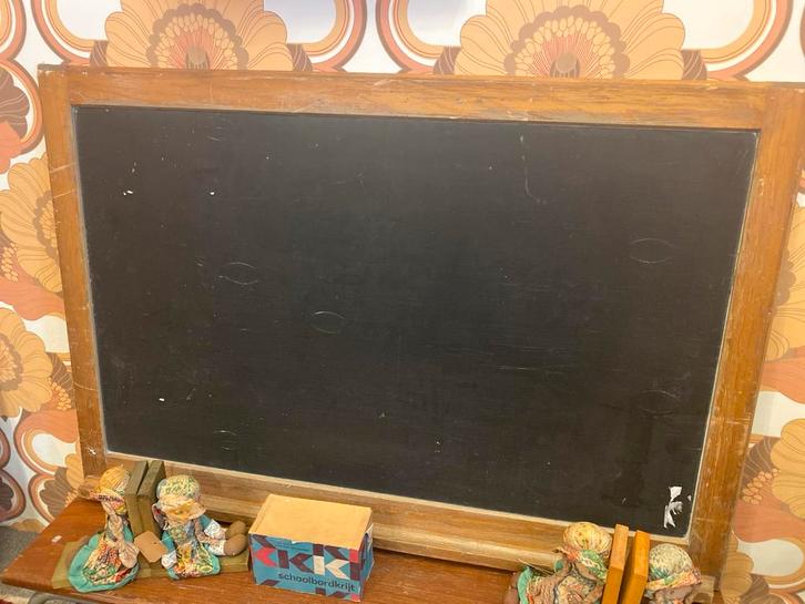Oud schoolbord / krijtbord met houten frame, Antiek en Kunst, Antiek | Schoolplaten, Overige thema's, Ophalen
