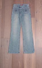 Jeans met hoge taille & wijde pijpen; vaalblauw; maat 152, Meisje, Ophalen of Verzenden, Broek, Zo goed als nieuw