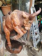Massief houten stier (2 stuks), Antiek en Kunst, Kunst | Beelden en Houtsnijwerken, Ophalen