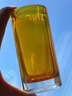 Dutz vaasje geel/amber cilindervormig klein 11,5 cm hoog, Gebruikt, Geel, Glas, Minder dan 50 cm
