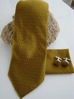 Stropdas Pochet Manchetknopen 100% zijde Goud design -NIEUW-, Ophalen of Verzenden, Nieuw, Overige kleuren, Met patroon