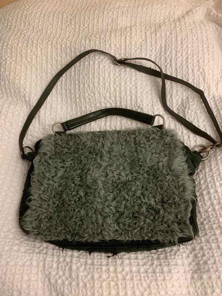 Claudio Cutuli Tas - Leer en lamsvel - Italian design, Sieraden, Tassen en Uiterlijk, Tassen | Damestassen, Gebruikt, Handtas