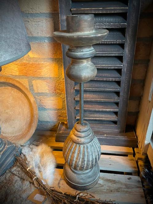 Houten kandelaar, Huis en Inrichting, Woonaccessoires | Kandelaars en Kaarsen, Nieuw, 25 tot 50 cm, Hout, Ophalen of Verzenden