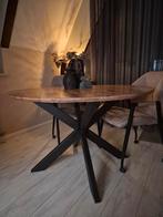 Ronde eettafel van mangohout - 120cm, Ophalen, Rond, Metaal, Vier personen