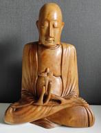 Boeddha houtsnijwerk met Lotusbloem, Antiek en Kunst, Ophalen