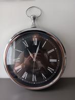 Wandklok zakhorloge stijl – zwart/zilver 39 cm, Ophalen of Verzenden, Zo goed als nieuw, Wandklok