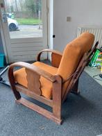 Vintage houten stoel met kussens en verstelbare leuning, Antiek en Kunst, Antiek | Meubels | Stoelen en Banken, Ophalen