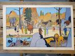 Dierentuin oude schoolplaat uit Frankrijk litho op canvas., Antiek en Kunst, Ophalen of Verzenden