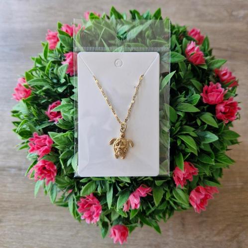 Goudkleurige rvs ketting. 'Schildpad', Sieraden, Tassen en Uiterlijk, Kettingen, Zo goed als nieuw, Overige materialen, Goud, Ophalen of Verzenden
