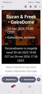 Staanplaats 2x SuzanFreek, 24 mei  1500, Tickets en Kaartjes, Twee personen, Mei, Overige typen