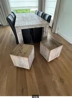 Eettafel + salontafel + zitblokken, Ophalen, Gebruikt, 200 cm of meer, 50 tot 100 cm