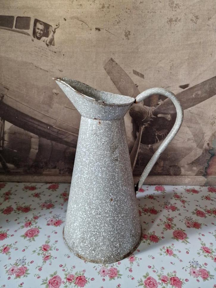 Grijs gewolkte emaille waterkan, Antiek en Kunst, Antiek | Emaille, Ophalen of Verzenden