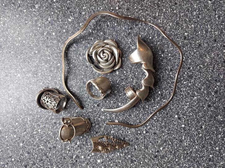 Zilver 925 oude sierraden, Sieraden, Tassen en Uiterlijk, Ringen, Gebruikt, Dame, Zilver, Zilver, Ophalen of Verzenden