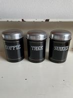 Zwart emaille BK koffie thee suiker bussenset, Antiek en Kunst, Ophalen of Verzenden
