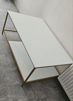 Witte glazen tafel met goude frame, Huis en Inrichting, Tafels | Sidetables, Zo goed als nieuw, Ophalen