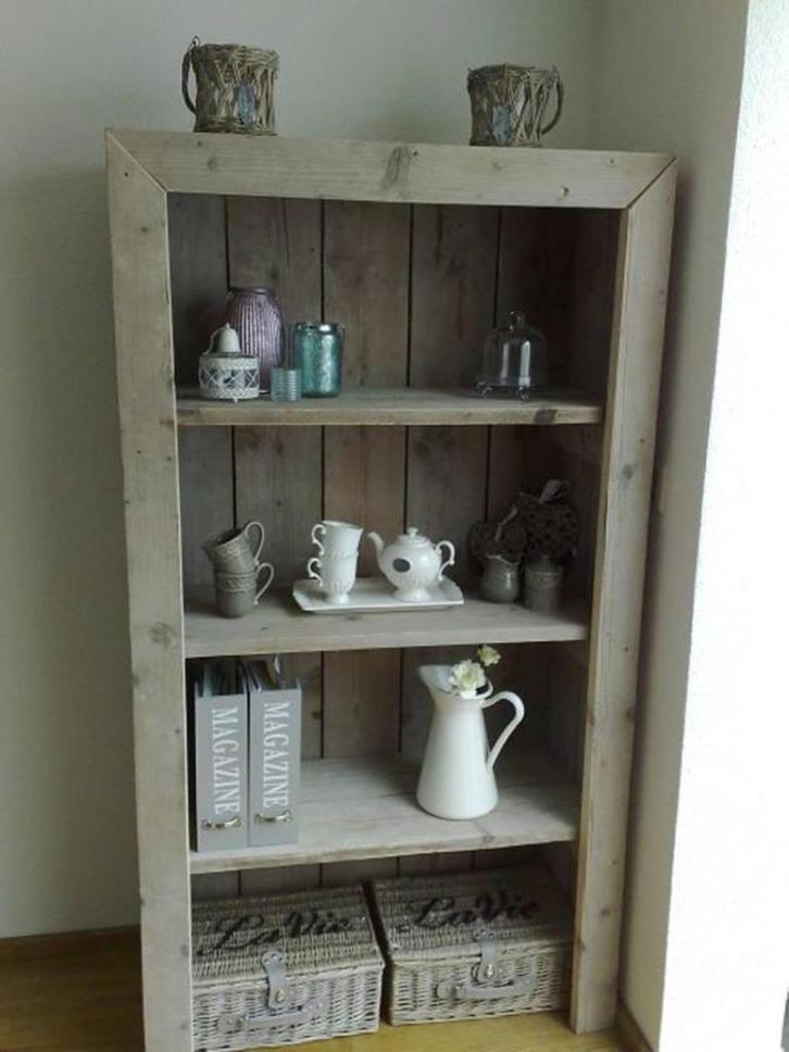 Boekenkast, wandkast, vakkenkast steigerhout op maat NIEUW, Huis en Inrichting, Kasten | Boekenkasten, Nieuw, Ophalen of Verzenden