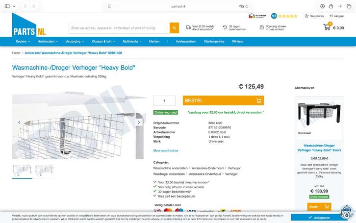 Wasmachine verhoger robuust zgan met draadmand, Witgoed en Apparatuur, Onderdelen en Toebehoren, Zo goed als nieuw, Ophalen