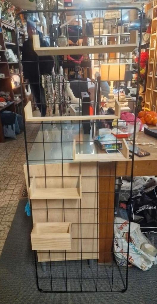 Metalen rek met houten planken - 150x54 cm, Ophalen, Gebruikt