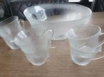 Glazen bowl/punch schaal met 6 glazen, Huis en Inrichting, Keuken | Servies, Ophalen of Verzenden, Overige stijlen, Glas, Schaal of Schalen