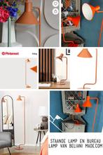 Zo goed als nieuwe staande lamp + bureau / tafel lamp oranje, Huis en Inrichting, Lampen | Vloerlampen, Modern strak, Ophalen of Verzenden