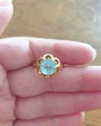 Prachtige 14 karaat goud ring met aquamarijn, Verzenden