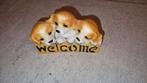 Schattig hondenbeeldje 'Welcome', Tuin en Terras, Tuinbeelden, Ophalen of Verzenden, Zo goed als nieuw, Kunststof, Dierenbeeld