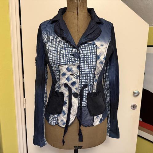 Biba spijkerstofprint patchwork blouse Mt 36-38 ZGAN!, Kleding | Dames, Blouses en Tunieken, Zo goed als nieuw, Maat 36 (S), Overige kleuren