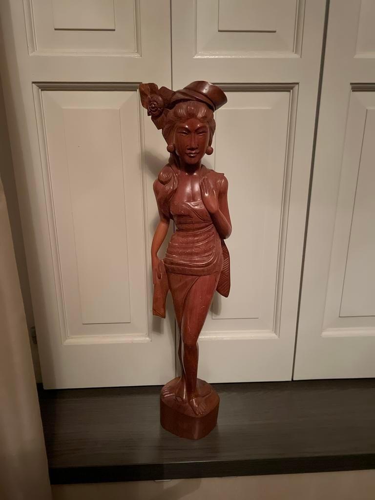 Groot Indisch houten beeld van Bono n Bakem - 60 cm, Antiek en Kunst, Ophalen of Verzenden