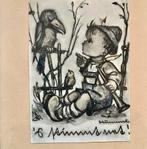 Prent van Berta Hummel: Jongen met raaf., Ophalen of Verzenden, 1940 tot 1960, Gebruikt, Kind