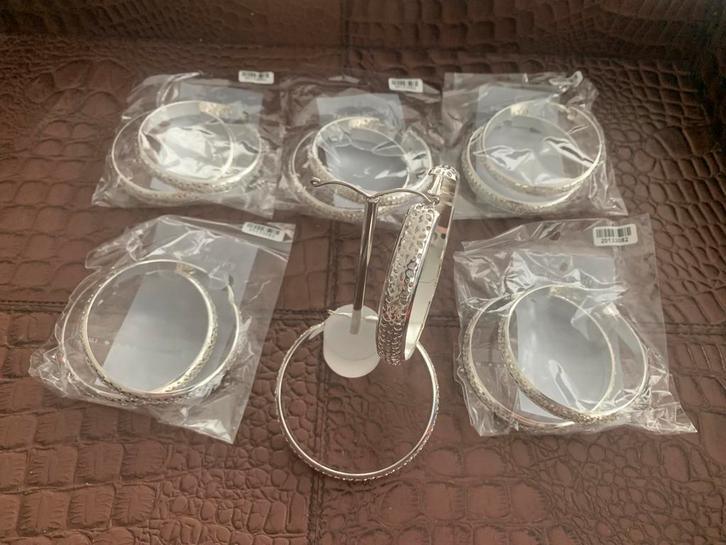 Partij 6 paar creolen 80mm O34, Sieraden, Tassen en Uiterlijk, Oorbellen, Nieuw, Overige materialen, Zilver, Ophalen of Verzenden