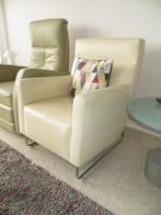 Leolux Rooby Fauteuil - Creme Leer, Ophalen, Gebruikt, 50 tot 75 cm, Leer