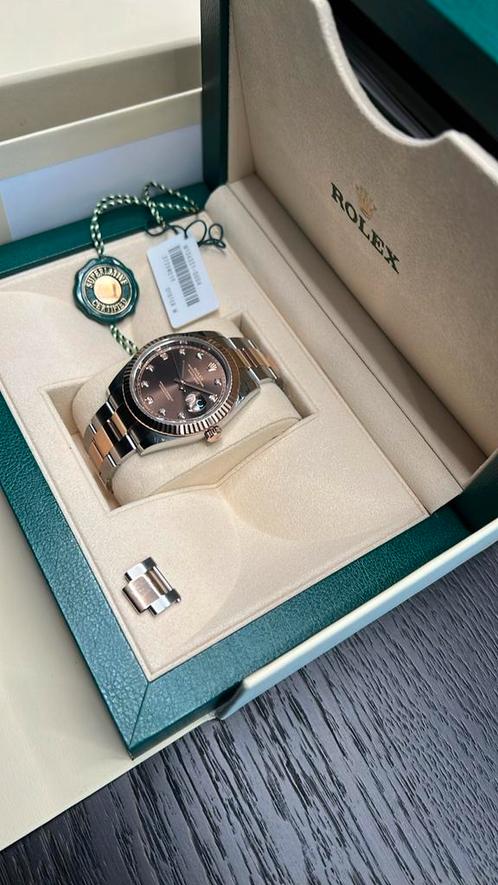 ROLEX DATEJUST CHOCOLATE DIAMOND 41, Sieraden, Tassen en Uiterlijk, Horloges | Heren, Zo goed als nieuw, Rolex, Staal, Ophalen