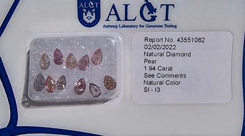 Diamant pear 1.94 met certificaat (van ALGT report), Sieraden, Tassen en Uiterlijk, Edelstenen, Nieuw, Ophalen of Verzenden