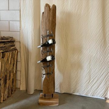 Wijnrek – teak / metaal – voor 6 flessen – TTM Wonen beschikbaar voor biedingen