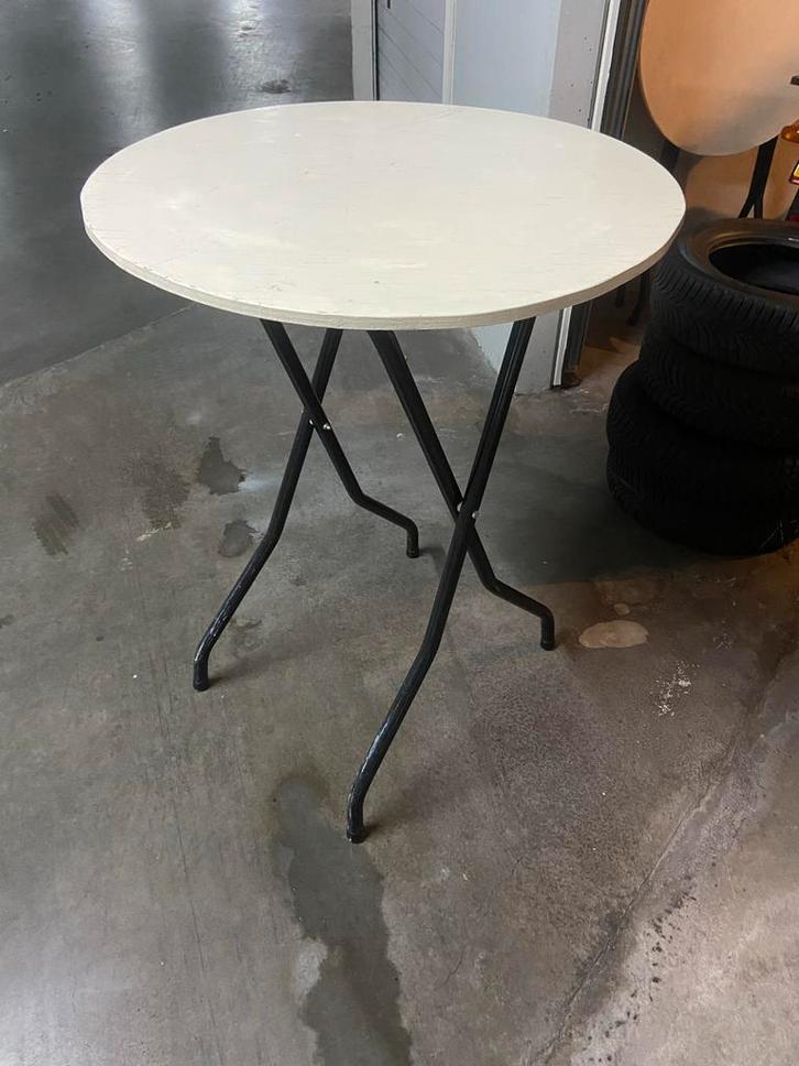 Witte houten statafels - set van twee, Huis en Inrichting, Tafels | Statafels, Gebruikt, Ophalen