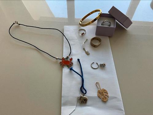 Lot juweeltjes , slavenarmband , piercing ,  zilveren ring, Sieraden, Tassen en Uiterlijk, Kettingen, Zo goed als nieuw, Goud
