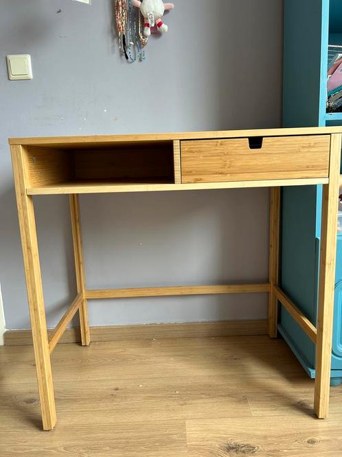 IKEA NORDKISA bureau – bamboe – met lade, Huis en Inrichting, Bureaus, Gebruikt, Bureau, Ophalen