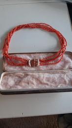Antiek Gouden Collier met Bloedkoraal en Zaadparels, Sieraden, Tassen en Uiterlijk, Antieke sieraden, Ophalen of Verzenden, Goud
