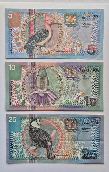 Surinaamse bankbiljetten jaar 2000 (serie, 6 stuks) beschikbaar voor biedingen