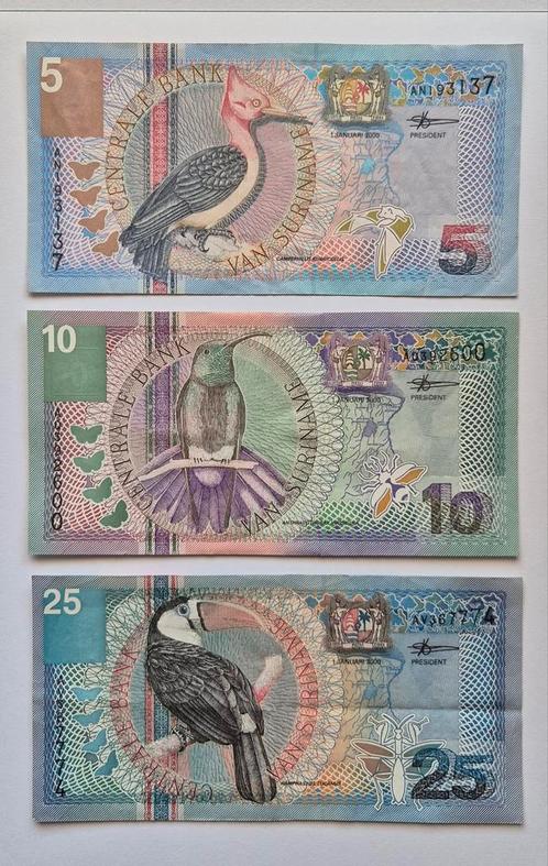 Surinaamse bankbiljetten jaar 2000 (serie, 6 stuks), Postzegels en Munten, Bankbiljetten | Amerika, Setje, Zuid-Amerika, Ophalen of Verzenden