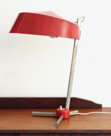 Jaren 60 vintage rode tafellamp - mid century vintage design beschikbaar voor biedingen