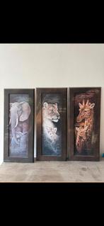 3 super mooie dieren schilderijen(olifant tijger en giraffe), Huis en Inrichting, Woonaccessoires | Schilderijen, Tekeningen en Foto's