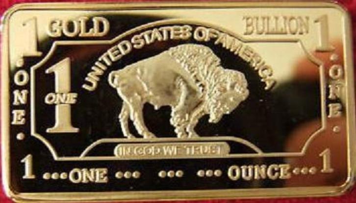 1 Troy Oz 100 Mills 24K .999 goud USA Bullion Buffalo baar!, Postzegels en Munten, Edelmetalen en Baren, Koper, Verzenden