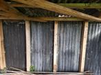 Gebruikte houten balken en ijzeren platen., Tuin en Terras, Gebruikt, Balken, Ophalen, 180 tot 250 cm