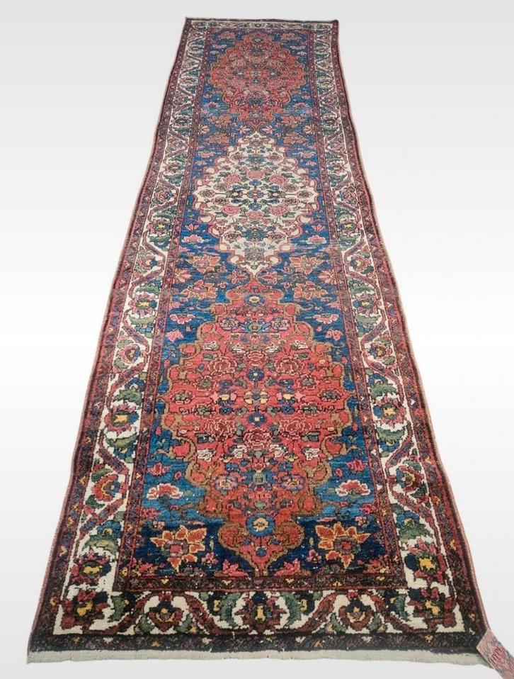 Handmade wol Antique Bakthiar tapijt loper Floral 97x342cm, Huis en Inrichting, Stoffering | Tapijten en Kleden, Gebruikt, 50 tot 100 cm