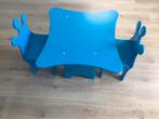 Mooi blauw tafeltje kind incl twee bijpassende stoeltjes, Tafel(s) en Stoel(en), Zo goed als nieuw, Ophalen