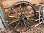 Oud antiek groot wagenwiel hout brocante vintage mancave, Ophalen, Gebruikt